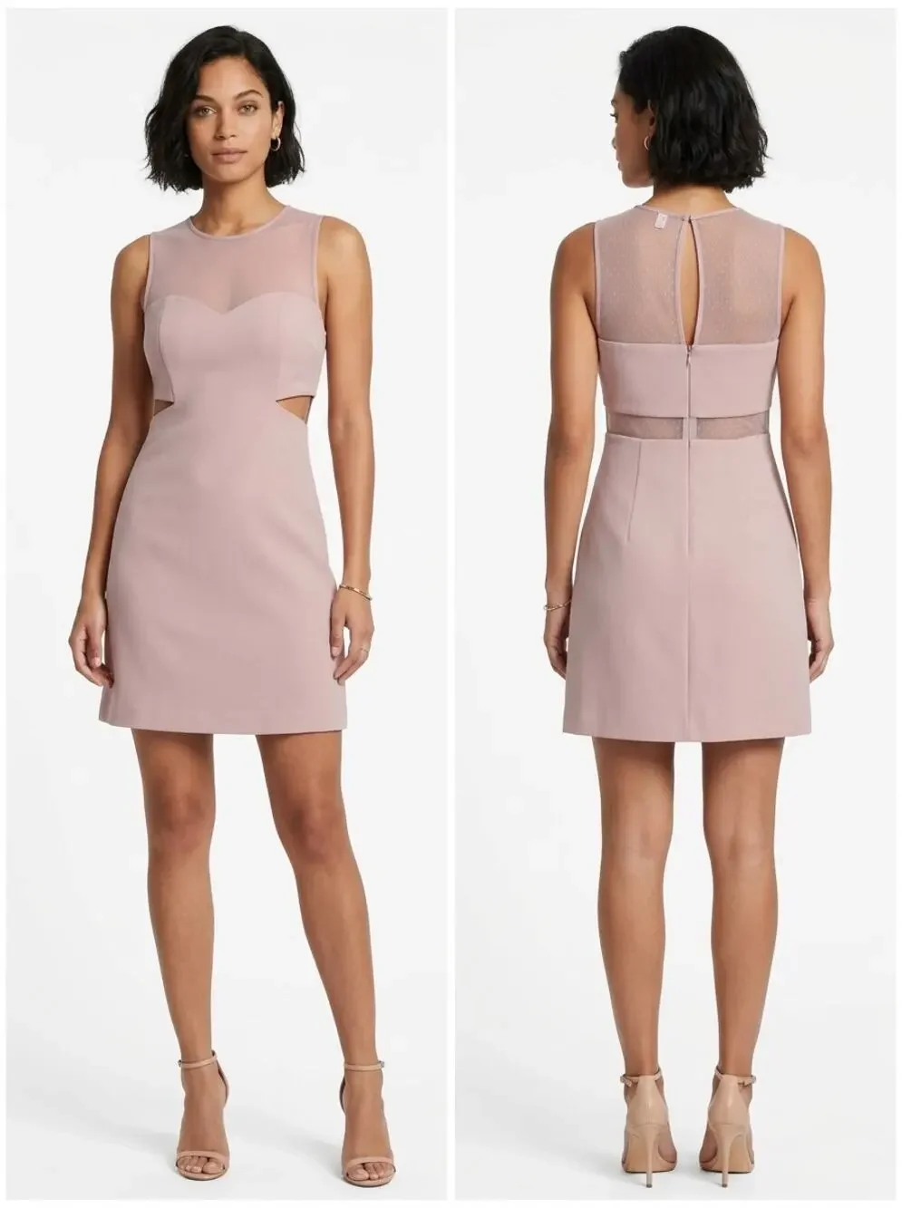 Express Mesh Neckline Cutout Sleeveless A-Line Mini Dress Women Size 12